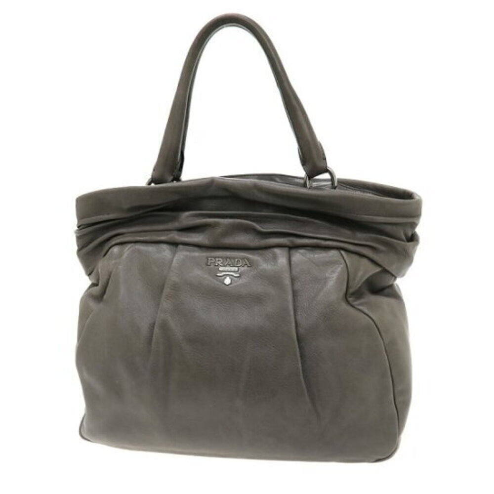Prada Nappa Leather Ruched Tote Bag Black
